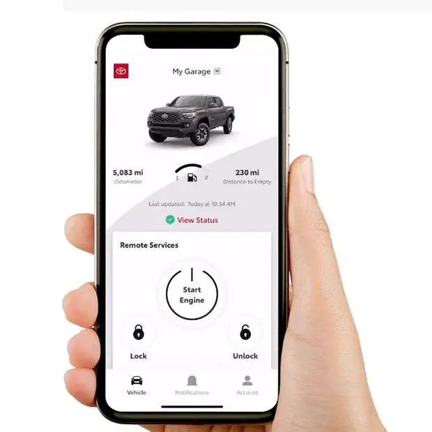 remote connect toyota app main screen